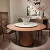 Nueva Mesa de Comedor de Madera Maciza Estilo Chino con Plato Giratorio de Piedra, Una Mesa y Seis Sillas, Mesa de Comedor Moderna Minimalista para el Hogar, Mesa Redonda de Madera de Fresno Blanco