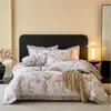 Juego de Cuatro Piezas de Algodón Peinado de Fibra Larga Espeso 100% de Gama Alta para Dormitorio Principal Funda Nórdica de Algodón Puro Ropa de Cama para Dote Mudanza Boda