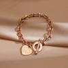 Pulseira transfronteiriça europeia e americana de aço titânio para mulheres, estilo coreano, aço inoxidável com retenção de cor, pulseira de zircônia incrustada com diamantes, moda simples, atacado misto