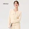 Casaco Curto para Mulheres, Estilo Pequeno e Perfumado, Novo Estilo Outono e Inverno, Casaco Curto Francês, Gola Redonda Versátil, Aparência Emagrecedora, Blusa de Manga Longa