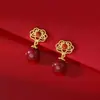 Brincos Ruyi de Prata Pura S925 com Cinábrio Vermelho do Sul, Estilo Chinês Elegante e Tradicional, Exquisitos e Únicos, Brincos Delicados e Versáteis para Atacado