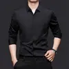 Camisa Blanca de Manga Larga para Hombre de Gama Alta Tallas Grandes Estilo Coreano Camisa Casual de Moda Camisa de Alta Elasticidad para Hombre Sin Planchar