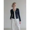 Ummoimo elegante chal de corbata de lunares camiseta retro de manga larga para mujer, top de otoño con bordado de lazo