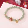 One Deer Silver S925 Sterling Silver Hetian Jade Snake Treasure Coin Yuanbao Contas redondas Este ano de vida Design Sense Bracelet
