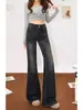 Jeans Retro Americano Micro Acampanados para Mujer Otoño 2026 Nuevos de Cintura Alta Doble Botonadura Ajustados Acampanados de Bota Pantalones Largos