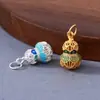 Prata Pura 999 Estilo Chinês Novo Estilo Chinês Esmalte Cabacinha Pingente Feito à Mão DIY Corda Trançada com Contas Acessórios para Colar Pulseira