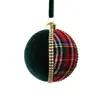 Novo enfeite de bola de Natal de veludo com blocos de cor xadrez de espuma 8CM para decoração de árvore de Natal