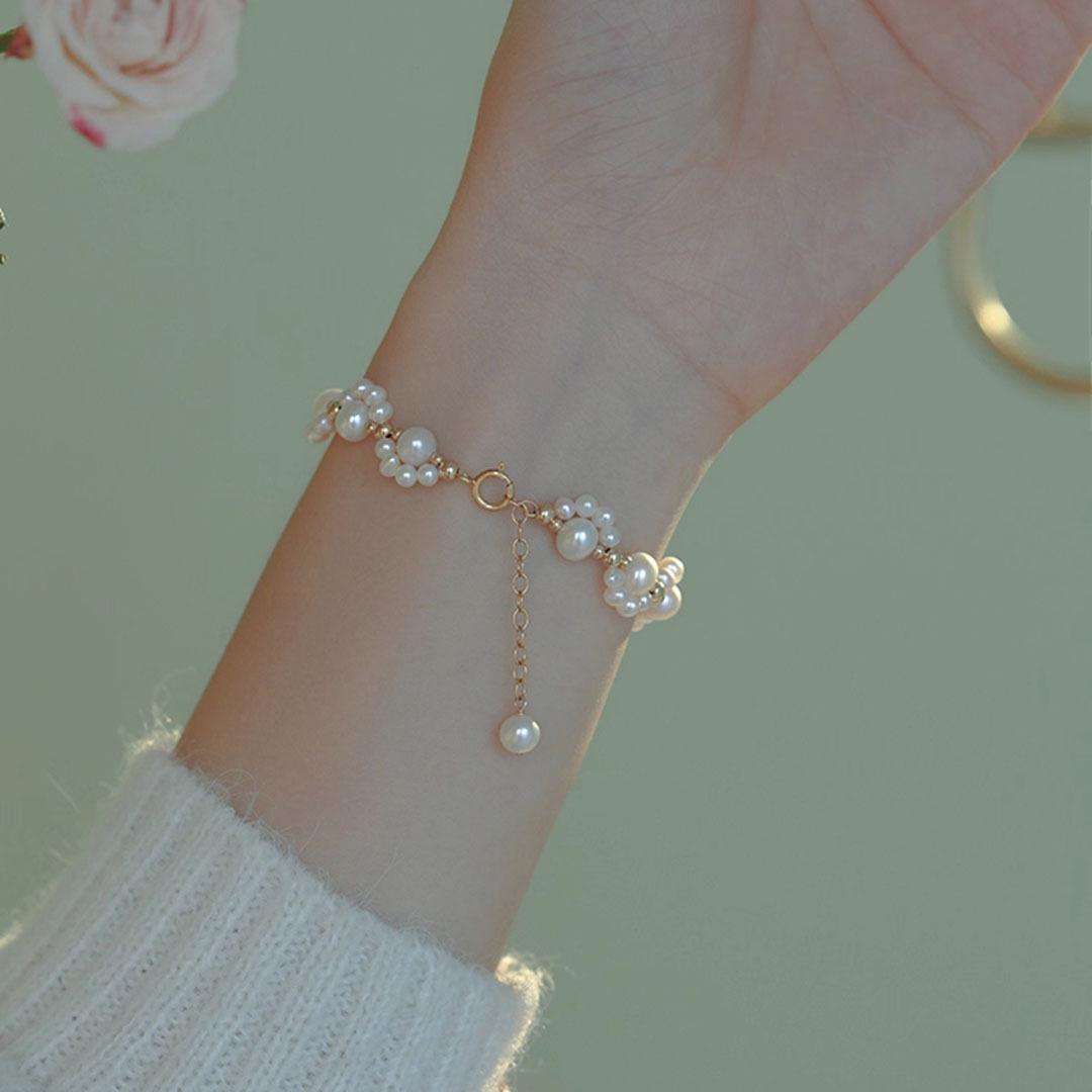 手工编织猫爪天然淡水珍珠手链女轻奢小众高级感甜美网