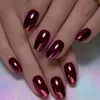 Unhas Wearable Brilhantes Galvanizadas Vermelho Rosa, Pontas de Unha Quadradas de Média Duração Brilhantes, Adesivos de Unha da Moda Europeia e Americana