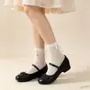 Calcetines Lolita de Encaje Blanco para Mujer, Estilo Media Pantorrilla, Calcetines Largos de Encaje JK, Medias Estilo Japonés, Al Por Mayor en Stock