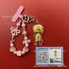 Llavero de tela con logo de empresa personalizado Cadena para teléfono móvil Angela Lámina de oro puro Oro 999 Regalo de aniversario
