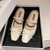 Zapatos de Mujer Cuadrados de Tacón Bajo con Estilo Moderno y Suave 2026 Primavera Zapatos Mary Jane de Moda Decorados con Lazo y Pedrería