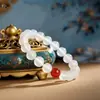 Pulseira de ágata branca natural, contas de ágata vermelha naturais, contas redondas de ágata vermelha atacado, pulseira de designer