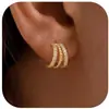 Pendientes Europeos y Americanos Transfronterizos de Circonita Nueva, Lujo Ligero, Diseño Geométrico Asimétrico, Pendientes Elegantes, Simples y Versátiles para Mujer
