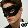 Moda de Fiesta Sencilla Elegante Máscara de Ojos de Media Cara Negra Baile de Graduación Máscara de Disfraz para Adultos Retro Halloween Engrosada