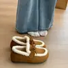 Sapatos Birkenstock de sola grossa com salto embutido, novo estilo feminino, sapatos quentes de algodão para inverno, sapatos peludos, botas de neve antiderrapantes