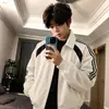 Jaqueta Baseball Casual Masculina Outono 2026 Peça de Roupa Externa Patchwork Gola Estilo Americano Tendência Jaqueta Bomber
