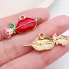 Set Mixto de 50 Accesorios de Joyería con Forma de Corazón Rojos y Rosas para Pulsera, Llavero, Colgante de Collar DIY, Charms de Aleación Esmaltada