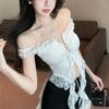 Camisola de Renda Irregular Feminina Roupa de Fora Verão Pura Lust Quente Garota Uma Alça Tubinho Estilo Tailandês Bonita