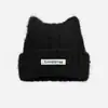 Gorro Otoño e Invierno Orejas de Gato Lindas Estilo Coreano para Mujer de Gama Alta Cálido Protección para Orejas que Muestra la Cara Gorro Pequeño de Lana Tejida para el Frío