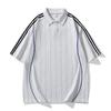 Camiseta masculina de manga curta, tendência de verão, solta, estilo americano, com costura, design esportivo, camiseta com meia manga