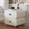 Mesita de noche tipo crema, mesita de noche de madera maciza y cuero para dormitorio, simple, moderna, minimalista, no requiere instalación, pequeño mueble de almacenamiento