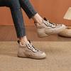 Tenis Blancos de Caña Alta para Mujer, Piel Genuina, Estilo Coreano Nuevo Otoño e Invierno 2026 Versátiles de Suela Gruesa Bloque de Color Deportivos Casuales Zapatos de Papá
