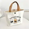 Bolsa de Lona Três Ursos Bolsa Tote Portátil Bolsa Compacta de Lona Desenho Animado Bolsa Versátil para Marmita Bolsa para Trabalhador de Escritório