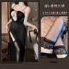 Yuying Lingerie Sexy Estilo Novo de Comércio Exterior Europeu e Americano Tela Sexy Transparente Decote em V Profundo Fenda Alta Roxo Camisola para Mulheres 2604