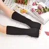 Proteção Solar ao Ar Livre Primavera e Outono Estilo Coreano Cor Lisa Ins Fluorescente Estiloso Mangas Médias Malha Mangas de Braço Lisas Preto