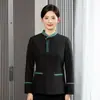 Ropa de Trabajo de Limpieza para Mujeres Estilo Chino para Departamento de Ventas, Hotel, B&B, Camarera de Pisos, Ama de Llaves, Tía, Traje de Otoño e Invierno
