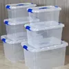 Caixa organizadora transparente grande para uso doméstico, caixa organizadora para roupas e brinquedos, adequada para estudantes, salas de aula, dormitórios e uso no carro, caixa organizadora portátil