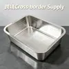 Tina Rectangular de Acero Inoxidable para Lavar y Escurrir Verduras con Tapa