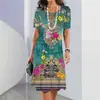 2024 Comércio Exterior Transfronteiriço Roupas Femininas de Manga Curta Moda Solta Estampa Digital 3D Vestido Elegante Verão Novo