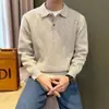Estilo Relajado Casual Lujo Accesible Camisa Polo con Cuello Solapa Color Sólido Simple Raya Fina Cepillado Ropa de Trabajo Suéter de Punto para Niños