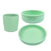 Venta al por mayor Juego de Vajilla Infantil Casual Escandinava de Silicona Plato de Cena de Silicona Bol para Comida Tenedor Cuchara Infantil Plato de Cena Juego de 5 Piezas