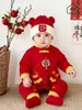 Mameluco Rojo para Bebé, Categoría A, Bebé Recién Nacido Masculino y Femenino, Bata de Manga Larga para Primavera y Otoño, Ropa Casual y Linda para Salir y Felicitaciones de Año Nuevo