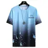 Traje de Manga Corta para Hombre Verano 2024 Nueva Marca de Moda Ins Seda de Hielo Top de Media Manga Camiseta Casual de Cuello Redondo de Secado Rápido