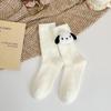 MeiasCheng atacado para outono e inverno feminino forradas com fleece espessadas quentes veludo estilo boneca dormir versátil meias felpudas