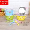 Taza de fideos instantáneos de acero inoxidable taza de fideos instantáneos de dibujos animados tazón de fideos instantáneos tazón grande para niños con una oreja tazón para niños con doble oreja taza de comida rápida de dibujos animados