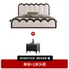 Cama Flotante de Cuero Genuino Doble Estilo Francés Moderno Simple Color Crema Lujo Ligero Dormitorio Principal Arte en Cuero Ondulado Cama de Bodas con Cabecero Blando