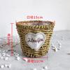 Cesta de flores de paja hecha a mano estilo pastoral, cesta de flores carnosas tejidas de ratán, cesta portátil decorativa, artículos de flores para decoración de interiores