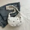 Nova bolsa de ombro doce floral versátil estilo coreano, grande capacidade, transfronteiriça, texturizada, casual, bolsa tote de mão de nicho