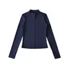 Top Deportivo Largo de Manga Larga, Fresco y Versátil para Verano, Ceñidor de Cintura, Sexy de Seda de Hielo, Ajustado, Cuello Alto, Ropa de Protección Solar