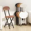 Silla plegable Taburete Silla con respaldo Portátil Hogar Silla de comedor Dormitorio de estudiante Entrenamiento Taburete redondo simple Almacenamiento Silla de computadora
