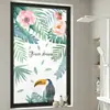 Pegatina de Vidrio para Baño Tucán Esmerilado Estilo Acuarela Hogareño Hoja Verde Privacidad de Ventana Película Anti-Miradas Transmitente de Luz pero No Transparente