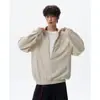 Camisa de manga larga con cuello en V, diseño de dos piezas falsas, retazos a rayas para hombre, marca de moda de otoño, estilo relajado, polo, top casual