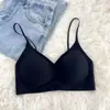 Sujetador de cuello halter sin tirantes para mujer con poco busto, engrosado para un aspecto más lleno, sujetador sin espalda cruzado en U sin costuras para verano