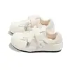 Zapatillas Planas de Campana para Mujer 2026 Verano Nuevo Bordado de Dibujos Animados Velcro Versátil Moda Zapatos Blancos 3705