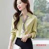 Camisa elegante de manga larga estilo francés con cintas, ropa de mujer, nueva colección primavera-otoño 2026, top de satén profesional para el trabajo